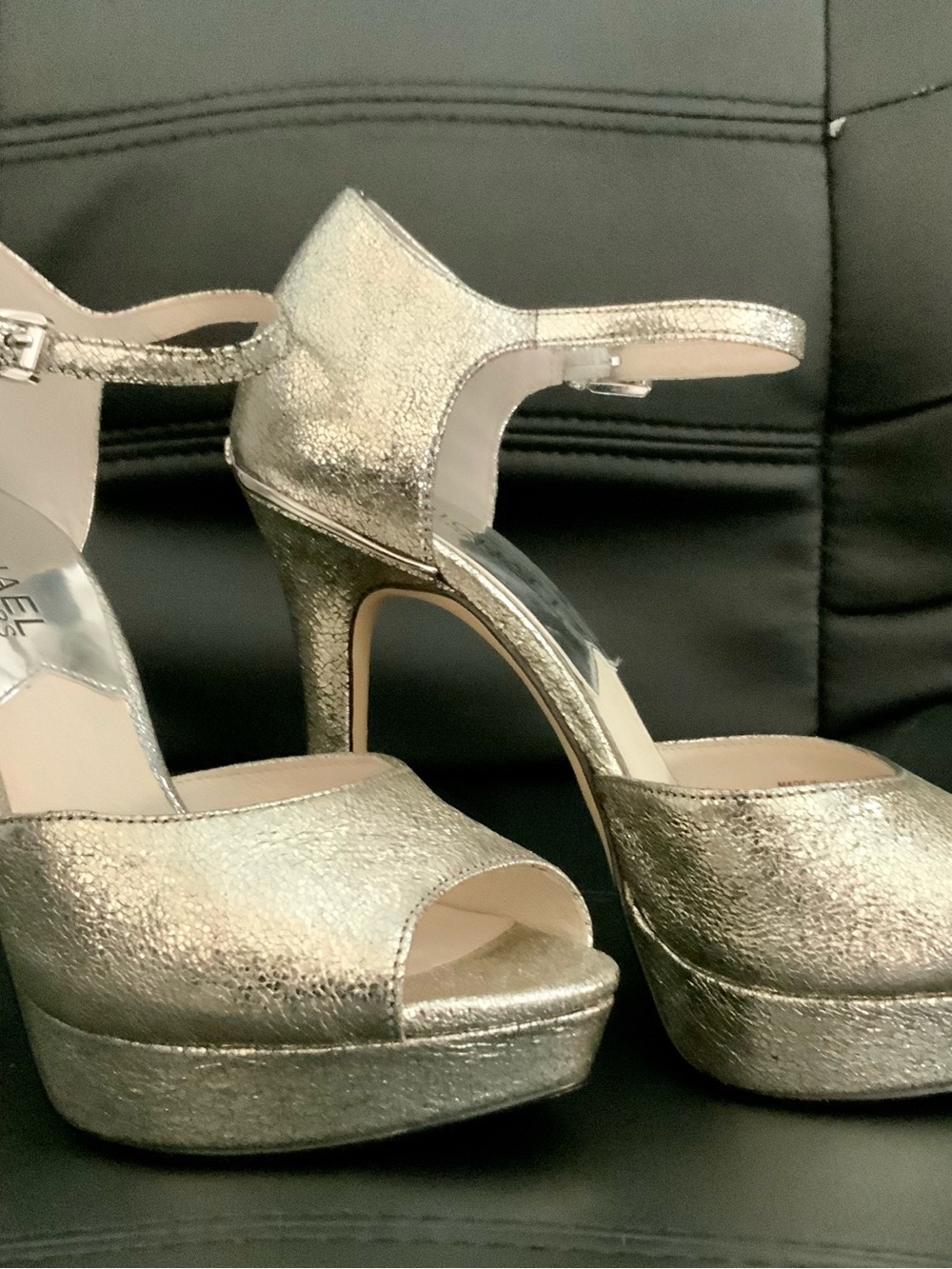 Michael Kors Metallic Gold Platform Peep-Toe Sandals